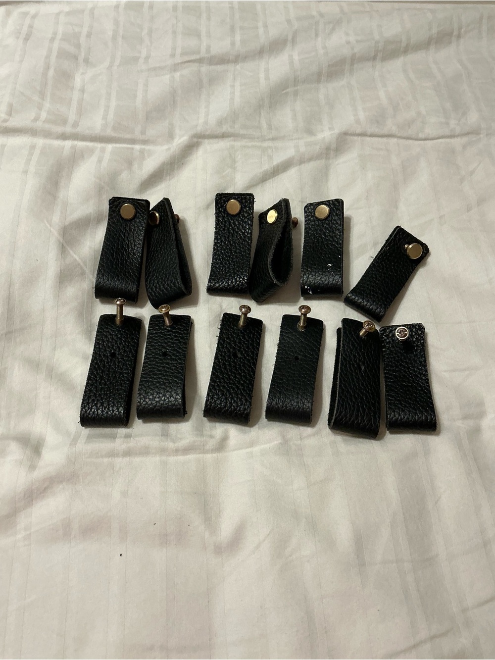 IKEA Brown Leather Drawer Loop Pulls with Metal Screw and Grommet Accents